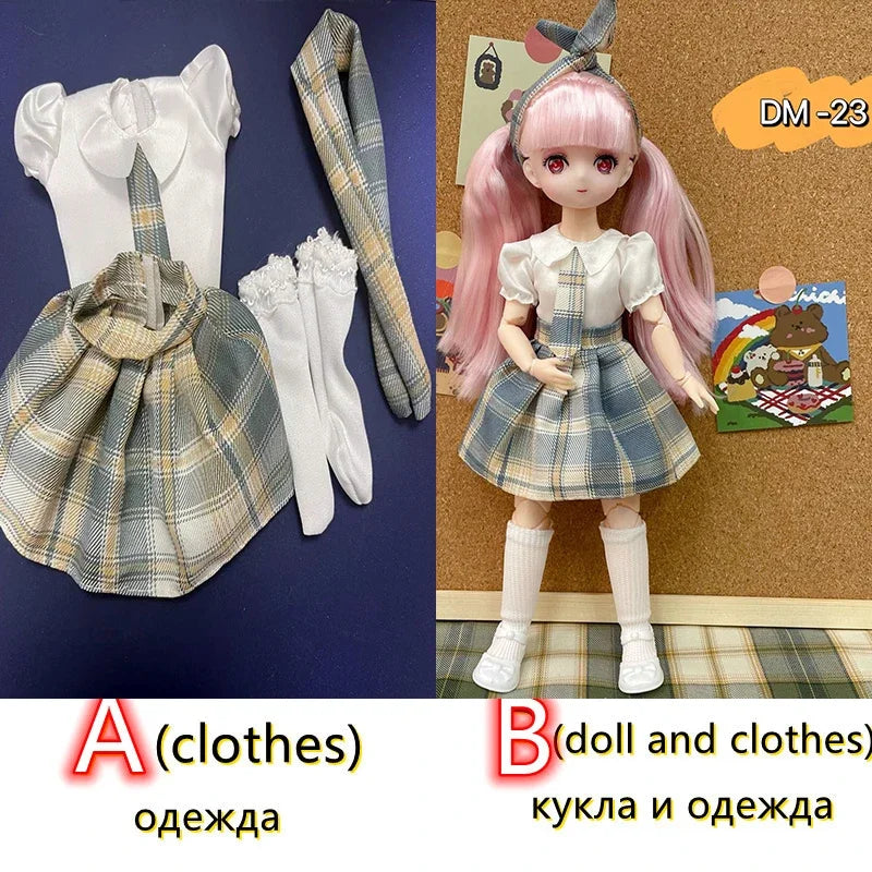 Fashion 30cm BJD Doll Anime Face Two-Dimensional Princess Doll (B) or Dress Up Clothes (A) Accessories Kids Girls Doll Toy Gift