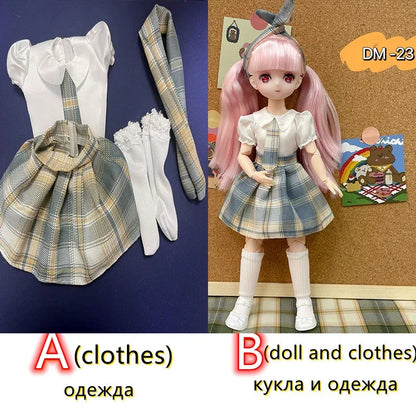 Fashion 30cm BJD Doll Anime Face Two-Dimensional Princess Doll (B) or Dress Up Clothes (A) Accessories Kids Girls Doll Toy Gift
