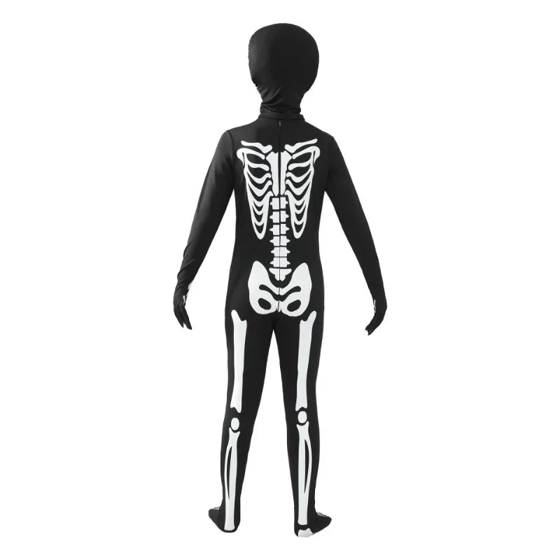 Boys Scary Zombie Halloween Costume Glow in the Dark Printed Skeleton Jumpsuit Kids Carnival Party Spooky Ghost Horror Jumpsuit