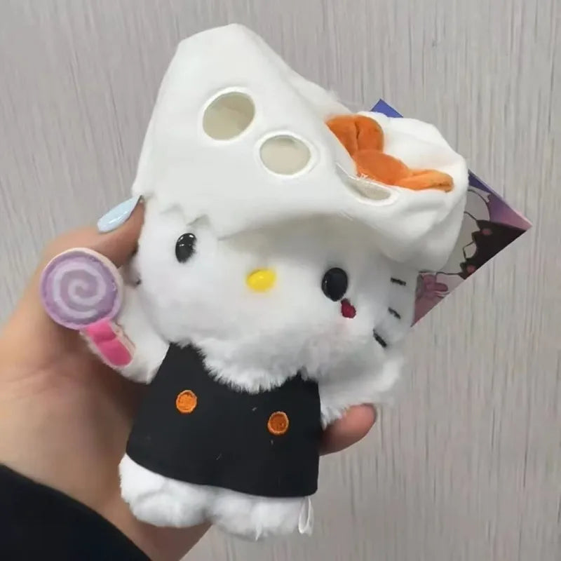 Kawaii Hello Kitty Plush Toy Keychain Halloween Ghost Anime Headband Removable Stuffed Bag Pendant Girl Accessories Doll Gift