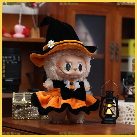 New Halloween Labubu Clothes Cute Witch Dress Pumpkin Belt Pants Ghost Outfit Mini Plush Doll Clothing Fashion Doll Accessories