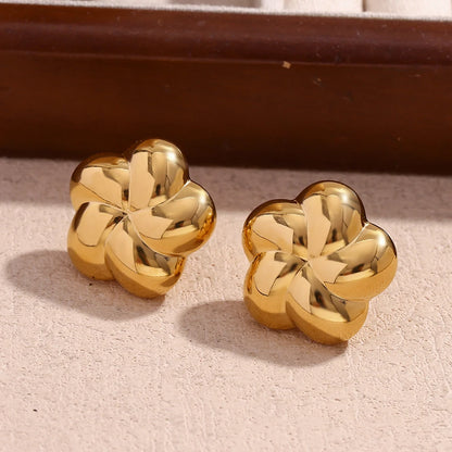MamacitaSlay Simple Rotating Petals Gold Plated Earrings Waterproof Jewellery Women Girls Women's Accessories Trend 2024 Pusheen