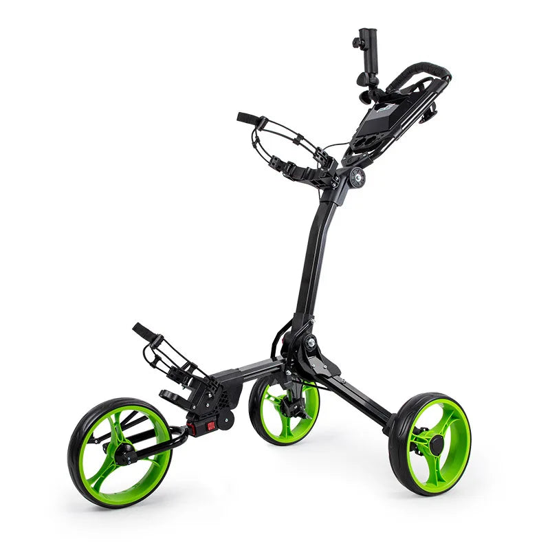 PLAYEAGLE 2024 Folding Golf Push Pull Cart Upgrade Widened Wheels Portable Golf Bag Cart With Umbrella Holder
