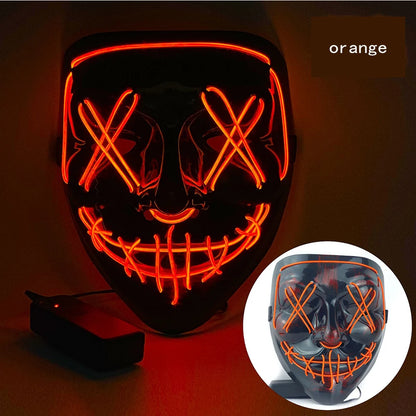 New 2025 Hot Wireless Halloween Neon Led Purge Masquerade Carnival Party Masks Light Luminous in the Dark Cosplay