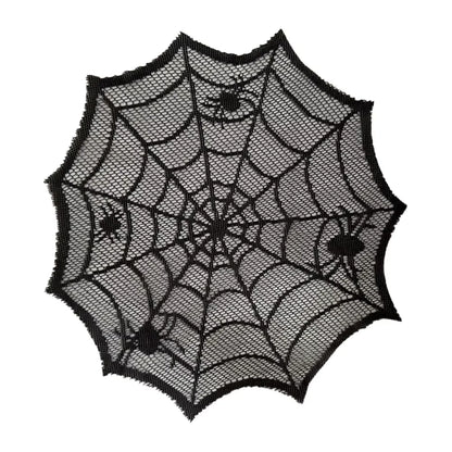30cm Halloween Round Tablecloth Spider Web Disposable Bat Spider Tablerunner Lampshade Halloween Decoration Set
