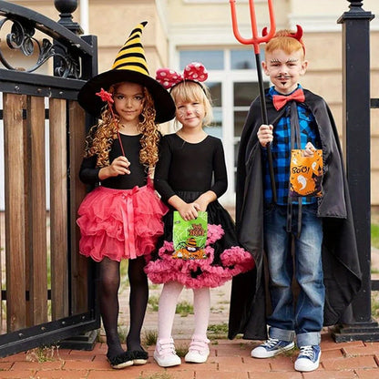20-80pcs 9.8" Halloween Goodie Bags Trick or Treat Bags Plastic Candy Treat Bag With Handle Gift Bag for Halloween Party JXB