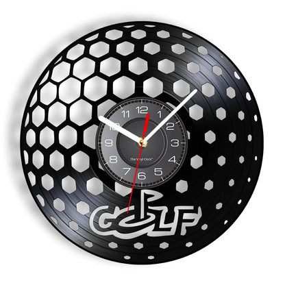 Golfer Wall Clock Sports Golf Club Vinyl Record Wall Clock Golf Gifts for Him Golf Fan Golf Player Silhouette Decorative Clock