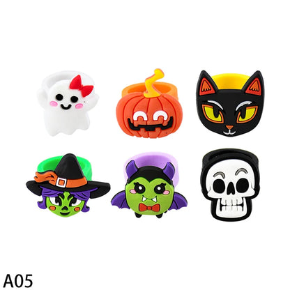 6-40pcs Halloween Gifts Toys Slap Bracelet Witch Skeleton Pumpkin Ghost Key Chain Party Kid Hairpin Ring Birthday Favor Supplies