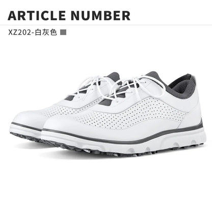 PGM Men Golf Shoes XZ202 Breathable Vent Soft Microfiber Leather Ultra-Light Lace-Ups Anti-Side Slip Nail Gym Sport Sneaker