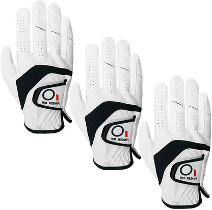 Golf Gloves Men Golfer Left Hand Right Handed Leather All Weather Grip 3 Pack