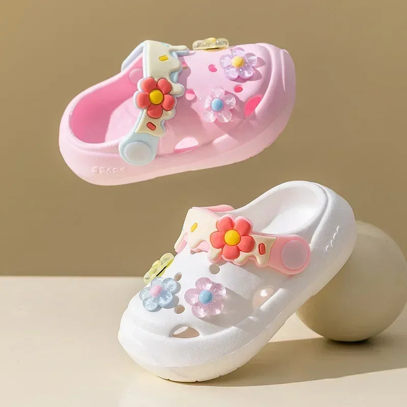 Flowers Baby Girls Slippers Summer Cute Princess Garden Clogs Shoes for Kids Soft Non Slip EVA Toddler Children Beach Shoes