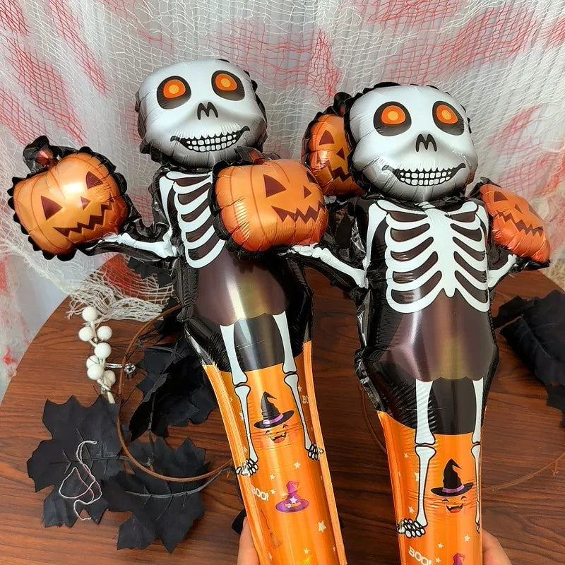 5/50pcs Halloween Handheld Stick Balloons Headband Wrist Foil Balloon for Halloween Day Party Decoration Kids Adults Photo Props