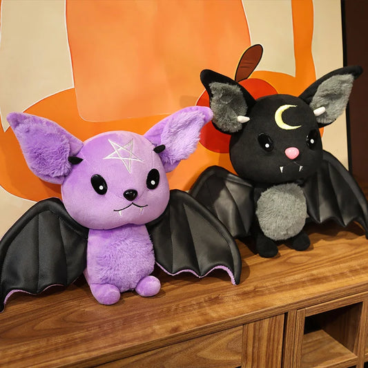 25cm Demon Bat Halloween Plush Toys Four-Color Dark Series Bats Cartoon Soft Model for Boys or Girls Christmas Halloween Gifts