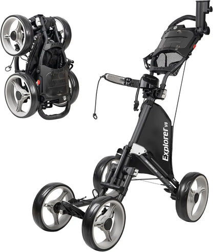 CaddyTek Explorer V8 - SuperLite 4 Wheel Golf Push Cart, Explorer Version 8