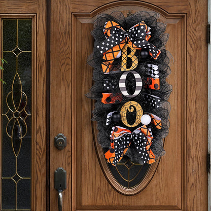 Halloween Wreath Door Hanging Wreath Halloween Thriller Pumpkin Wreath Door Plate Yard Decoration Pendants
