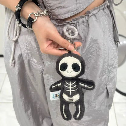 New Jelly 11cm Kawaii Plush Pendant Halloween Christmas Skull Pendant Rabbit Keychain Girl Bag Pendant and Gift