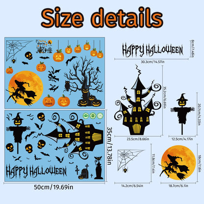 Halloween Decoration Spider Ghost Electrostatic Stickers Halloween Party Supplies Skull Glass Stickers
