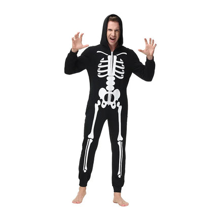 Halloween Cosplay Horror Skeleton Fluorescence Printing Costumes Adult Kids Death Skull Ghost Party Pajamas Parent Child Outfit