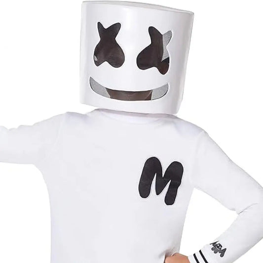 Party Decor LED Halloween Luminous Head Cover Neon Glowing DJ Marshmallow Mask Universal Plastic Cosplay Headgear Party