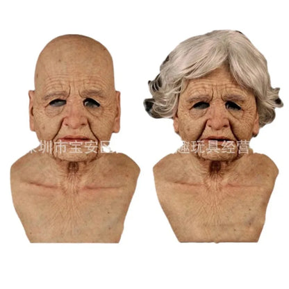 American TV Series Deadly Poison Master Old White Mask Bald Old Man Latex Head Cover Halloween Cosplay Funny Prop