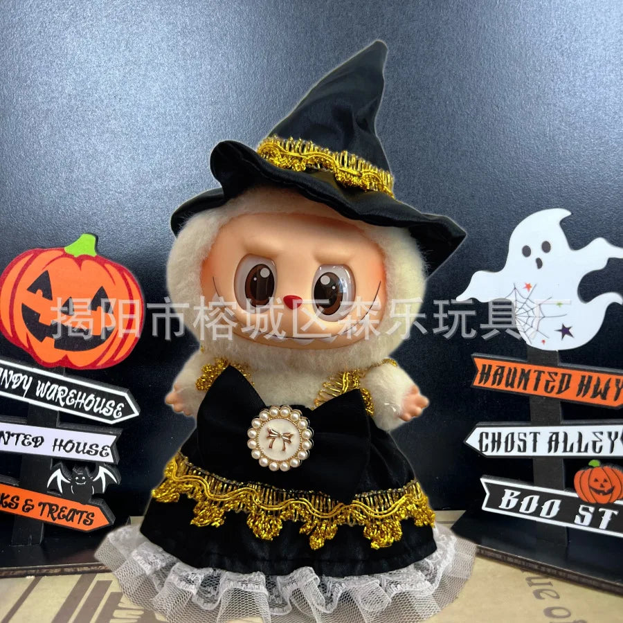 Only Clothing for Labubu Halloween Magical Witch Doll Costume Standing Posture 17cm Vinyl Doll Changing Doll Accessories Gift