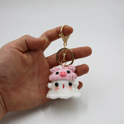 Halloween Home Decoration Handmade Knitted Witch Ghost Doll Ornament  Cute Pumpkin Ghost Keychain for Bag Pendant Christmas Gift