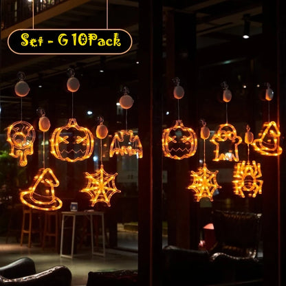 2025 Halloween LED Sucker Lamp Window Hanging Pumpkin Ghost Witch Hat Eye Ball Spider Decor for Home Party Scary Decorations