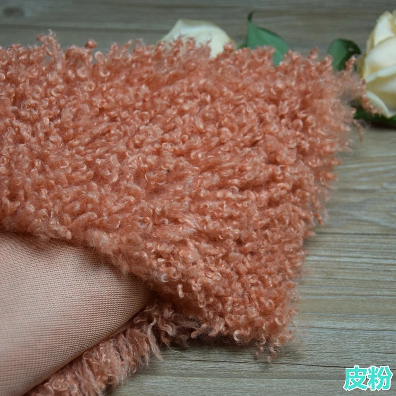Purple 2cm Long Hair Imitation Beach Wool Small Curly Lamb Volume Plush Garment Fur Fabric Newborn Baby Photography Props