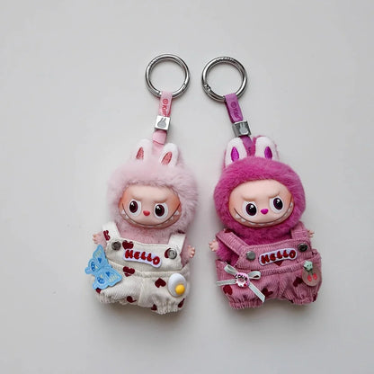 Love Overalls for Mini Labubu V4 V3 V2 V1 Clothing for Labubu 4.0 the Monsters Pin for Love Series Doll Accessories