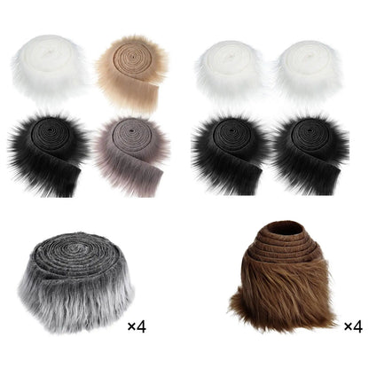 4Pcs Faux Fur Fabric Costume DIY Soft Supplies Crafting Toy Fuzzy for Hat Shoes