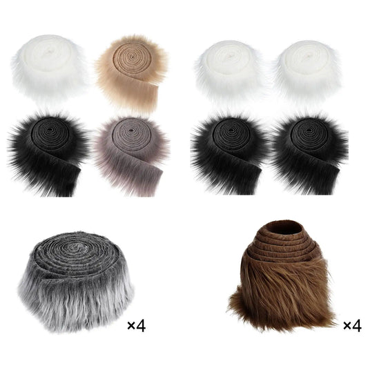 4Pcs Faux Fur Fabric Costume DIY Soft Supplies Crafting Toy Fuzzy for Hat Shoes