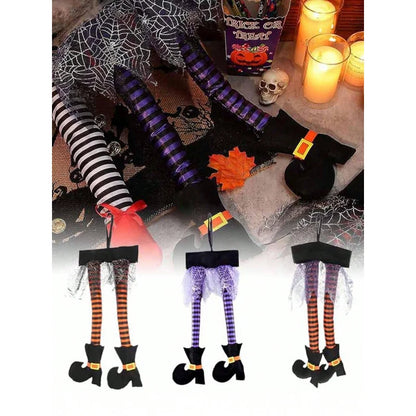 Halloween Witch Leg Decoration, Plush Filled Witch Legs for Wrath Car, Outdoor Evil Hanging Ornament, Car Trunk Yard Decor