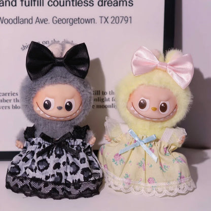 For Labubu 4.0 the Monsters Pin for Love Series Doll Clothes Mini Floral Skirt Dress for Mini Labubu Doll Clothes Accessories