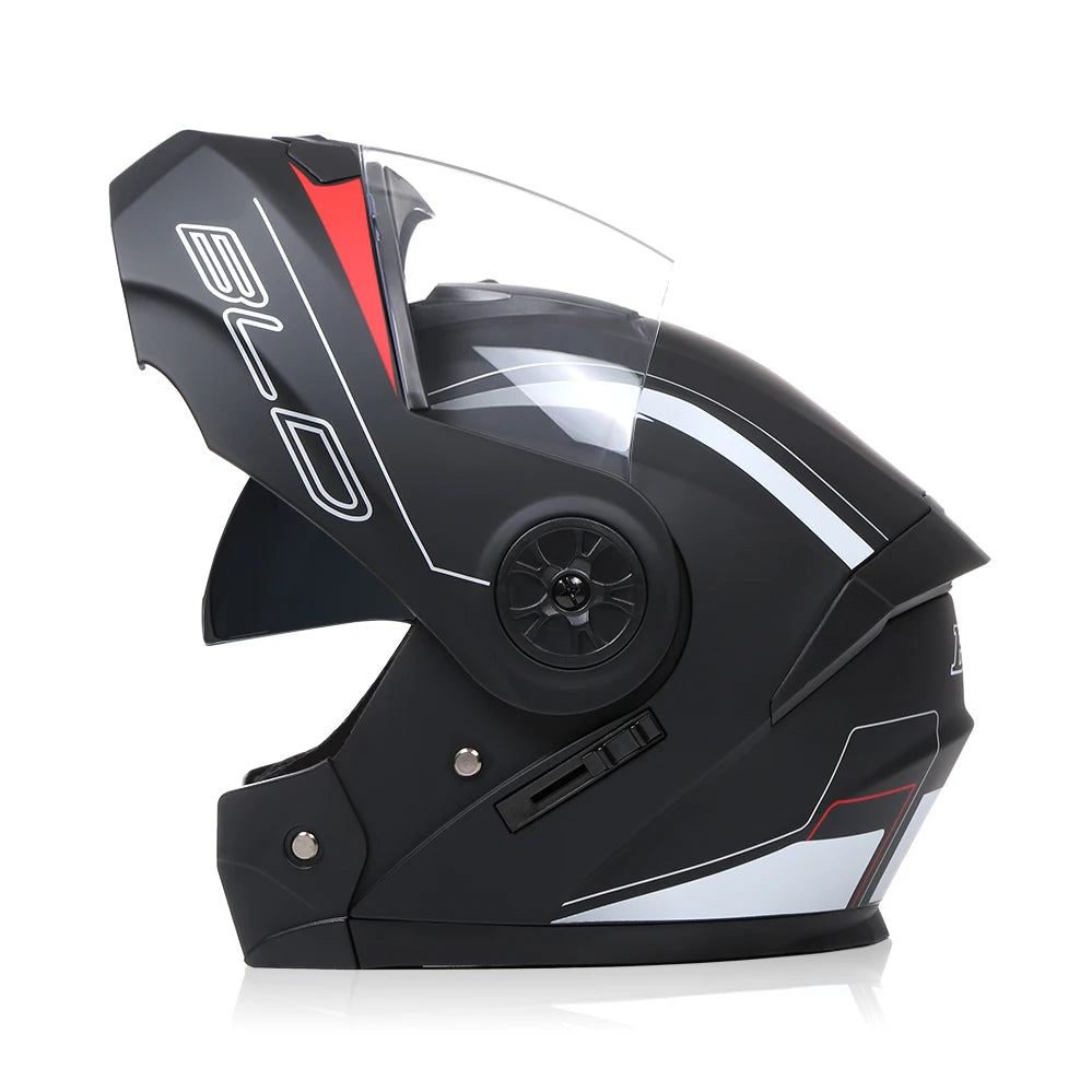 BLD Modular Dual Lens Motorcycle Helmet Safety Downhill Flip Up Helmets Professional Motocross Racing Full Face Casco Moto