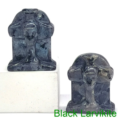 Halloween Foam Tombstone Skull Cross Decoration Natural Stone Crystal Gravestone Carving Reiki Healing Figurine Gemstone Gift
