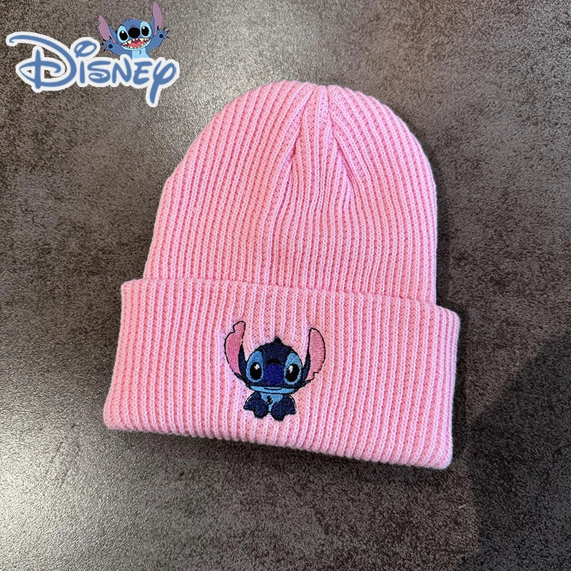Disney Stitch Knitted Hat Embroidered Anime Cute Cartoon Lilo & Stitch Autumn Winter Kids Warm Pullover Hat Christmas Gift Toys