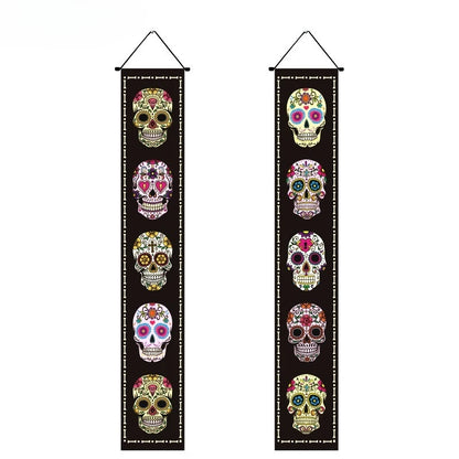 Halloween Hanging Door Curtain Skeleton Banner Happy Halloween Party Porch Sign for Home Party Decor Halloween Decorations 2025