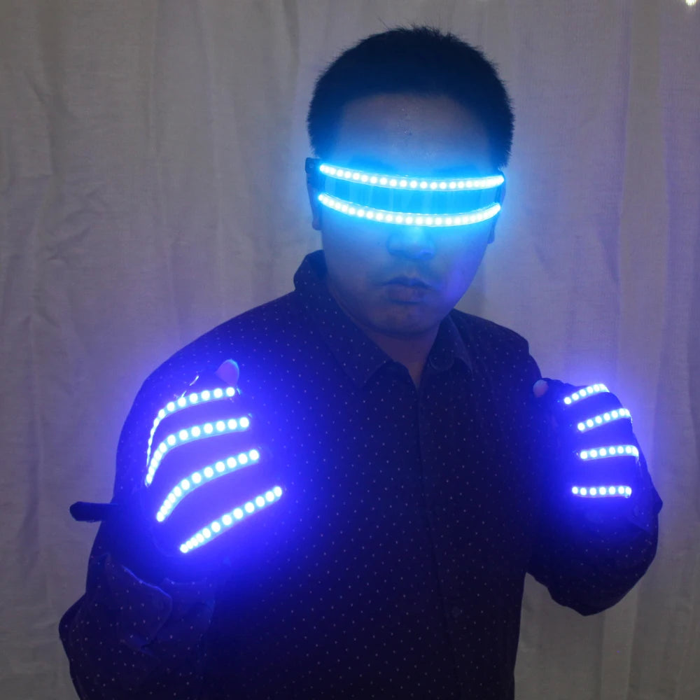 LED Glow Gloves Rave Light Flashing Finger Lighting Glow Mittens Magic Black Luminous Gloves Party Supplies Halloween