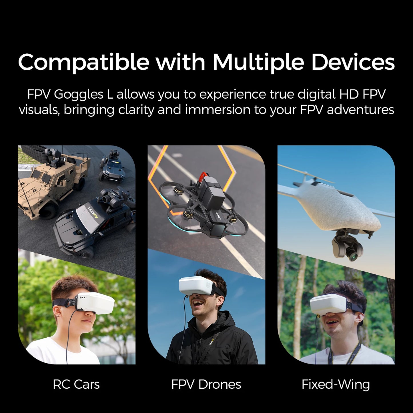 Caddx Walksnail Avatar HD FPV Goggles L 1920x1080 4.5 Inch 4km Distance Head Tracking for RC Cars FPV Drones Fixed-Wing Gimbal