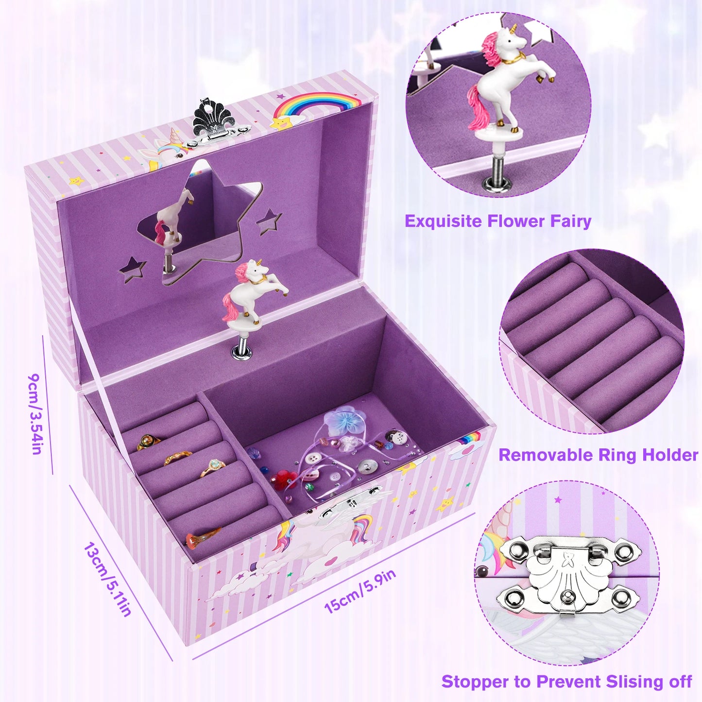 Unicorn Music Box Girl's Jewelry Storage Box With Rotating Unicorn Ballet Bedroom Decoration Birthday Christmas Gifts for Kids