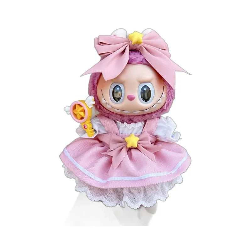 17cm Cute Baby Clothes Accessories for Korea Kpop Exo Labubu Idol Dolls Skirt Doll Clothes Clothing Fans Overalls