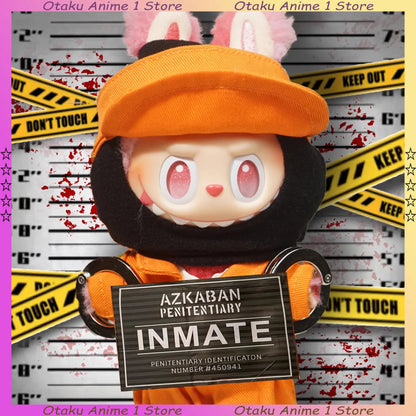 Funny Prison Style Labubu Clothes Cute Orange One-Piece Suit Mini Plush Doll Clothing Fashion Doll Accessories DIY Gift