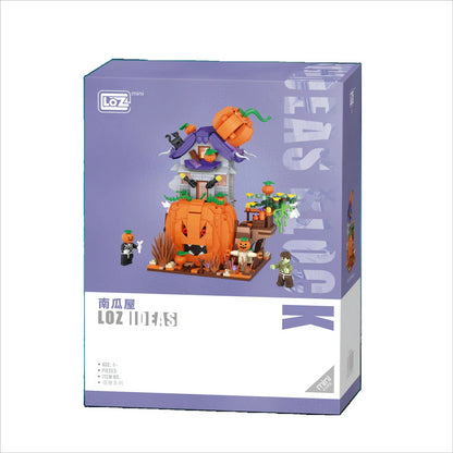 Halloween Creative Building Blocks Set MOC Halloween Hut Pumpkin Lantern Pumpkin House Decoration Assemble Bricks Kit Toys Gifts