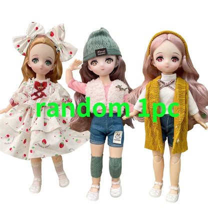 Fashion 30cm BJD Doll Anime Face Two-Dimensional Princess Doll (B) or Dress Up Clothes (A) Accessories Kids Girls Doll Toy Gift