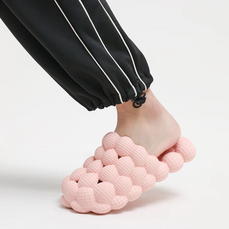 YISHEN Unisex Summer Slides for Women Indoor Slippers Bubble Slides Massage Litchi Sandals Fashion Designer Sandals Men Clogs