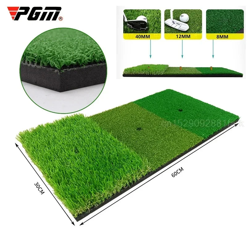 PGM Golf Hitting Mat 3 Grasses With Rubber Tee Hole Golf Training Aids Indoor Outdoor Tri-Turf Golf Hitting Grass Golfer Mats