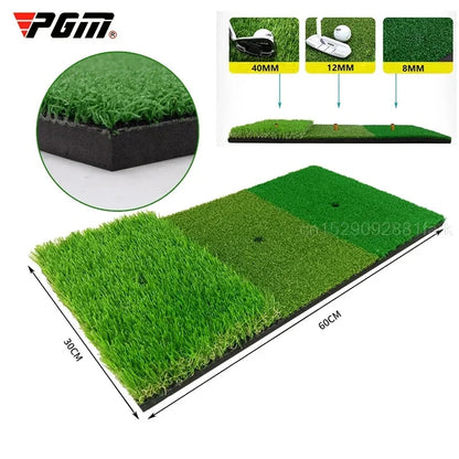 PGM Golf Hitting Mat 3 Grasses With Rubber Tee Hole Golf Training Aids Indoor Outdoor Tri-Turf Golf Hitting Grass Golfer Mats