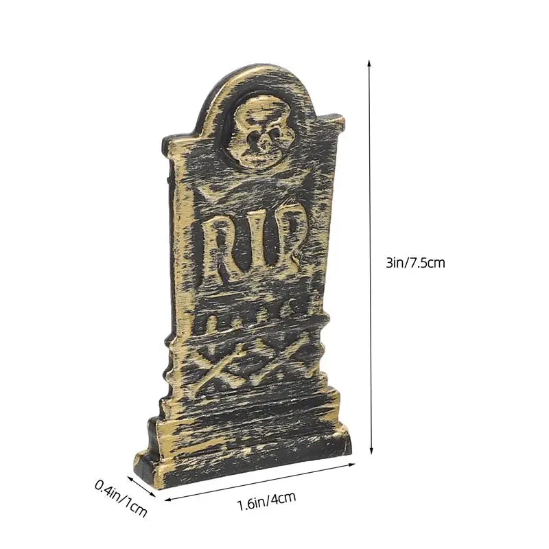 10pcs Horror Halloween Decoration Miniature Tombstone Micro Figurine Ornaments Hallowmas Prop Halloween Gravestone Model