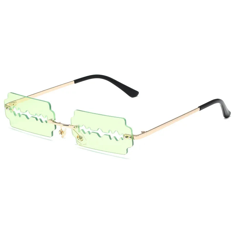 Festival Rimless Rectangle Sunglasses Women Unique Razor Blade Funny Sun Glasses Personality Trend Catwalk Party Hip Hop Eyewear