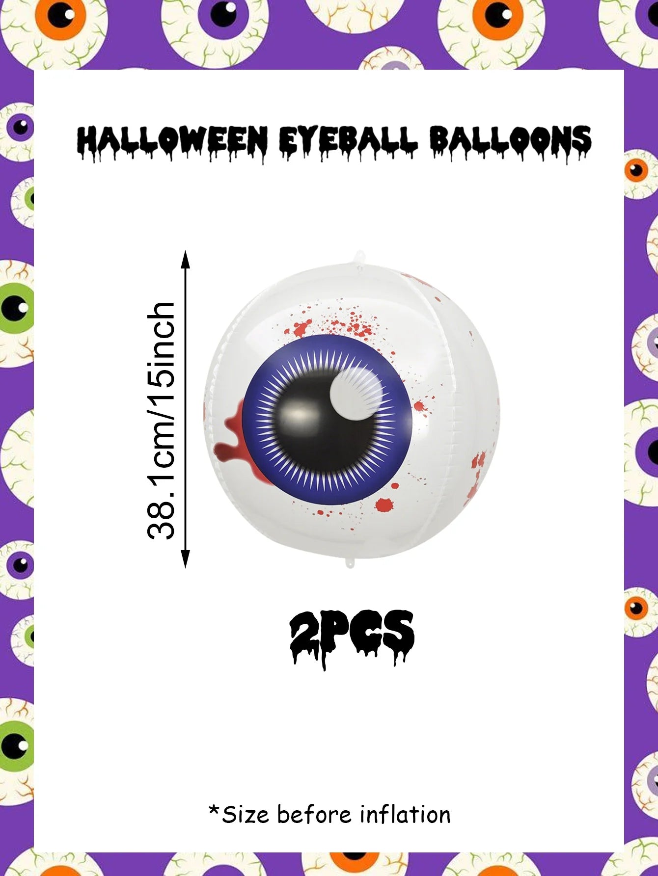 2/4pcs Halloween Horror Ghost Eye Balloons, 15 Inch 4D Aluminum Film Balloons, Suitable for Halloween Theme Party Decorations.